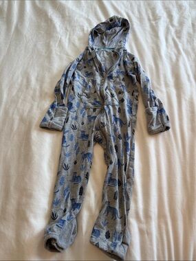 Coolibar Grey and Blue Animal-Print Hooded Footie